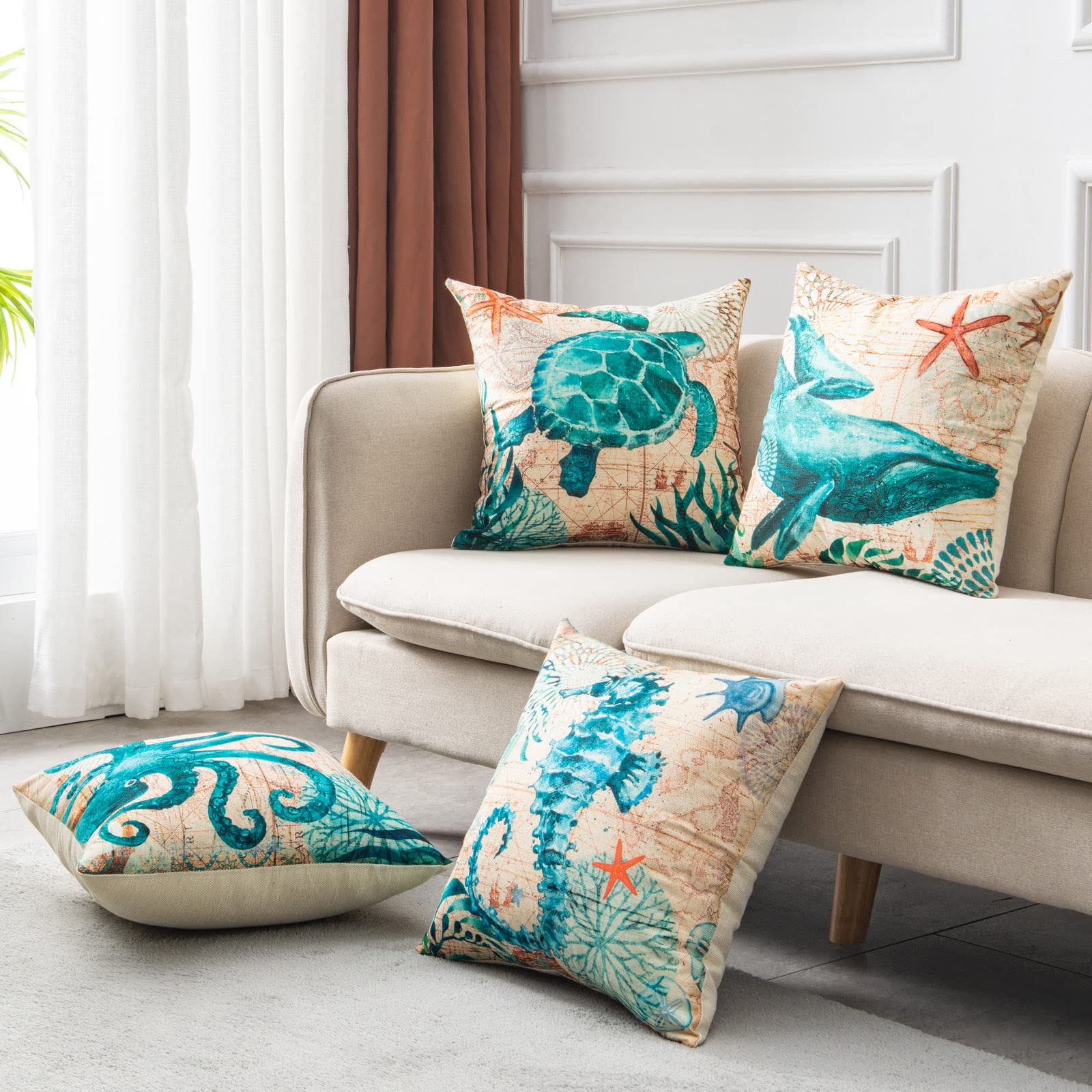 Sea Turtle Cushion Covers – Cozy Coastal Home Vibes