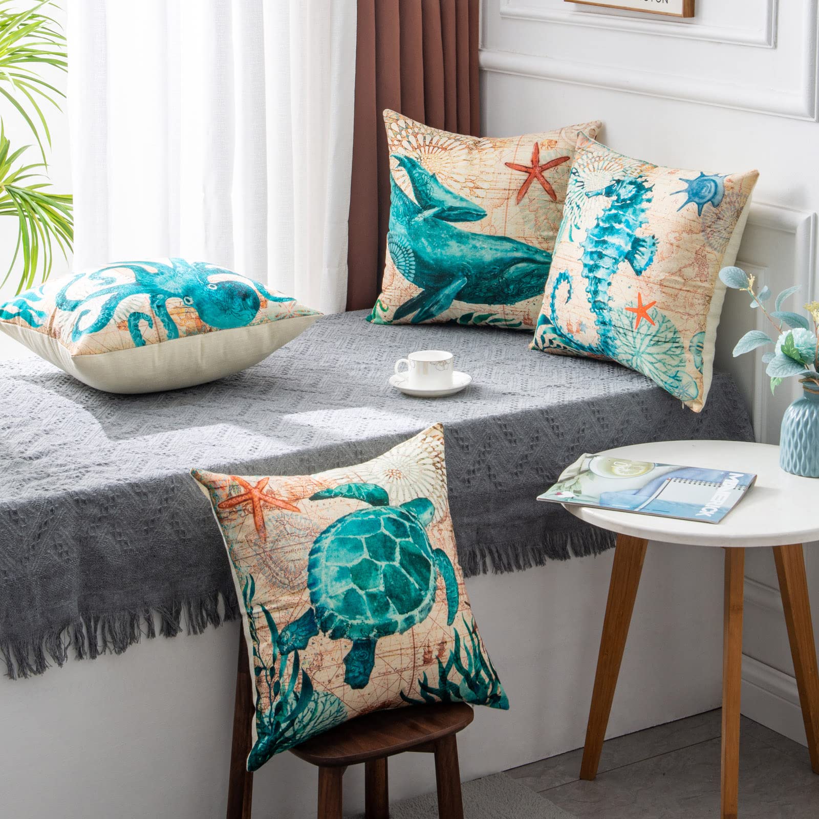 Sea Turtle Cushion Covers – Cozy Coastal Home Vibes