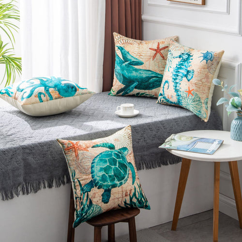 Sea Turtle Cushion Covers – Cozy Coastal Home Vibes